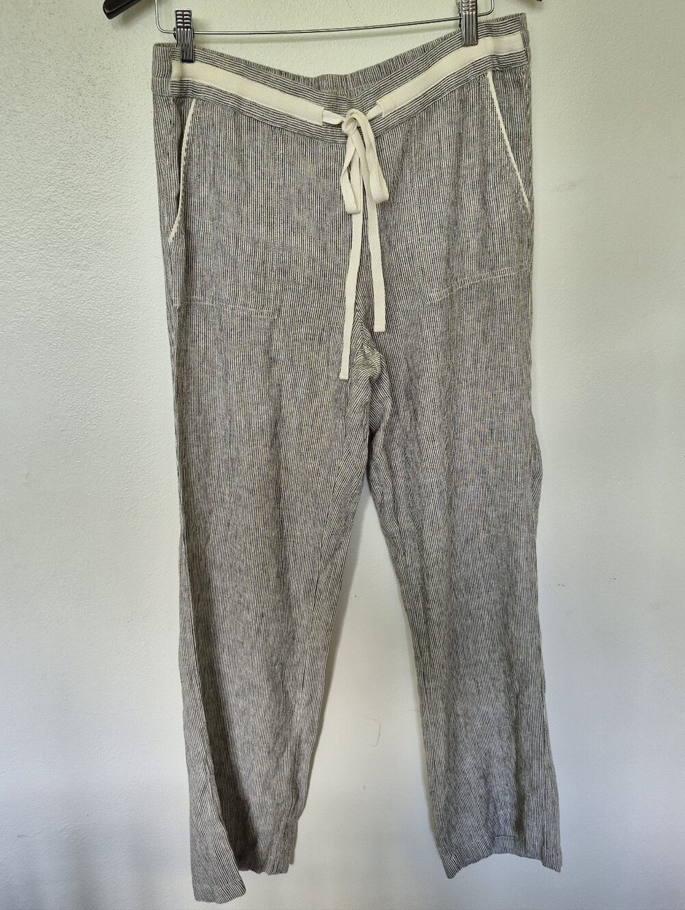 Caslon Nordstrom Linen Blend Wide Leg Striped Pants Medium